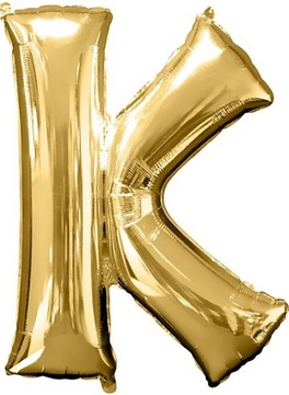 Balon Foliowy Litera Literki K złota 100 cm na HEL