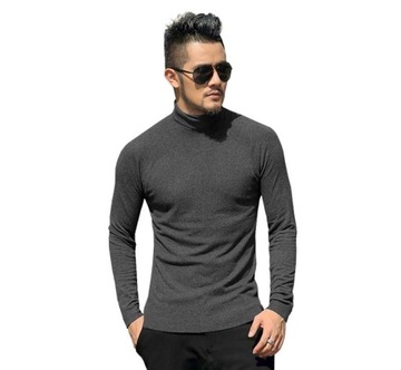 Elegancki golf sweter męski AREK swetry L mel/ciem