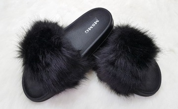 ТАПОЧКИ ТЁПЛЫЕ НА МЕХЕ, ЧЁРНЫЕ, ЦВЕТ Размер: 37