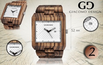 Drewniany zegarek Giacomo Design GD085 4 WZORY