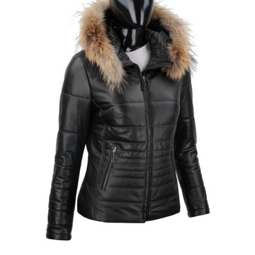 Čierna dámska kožená bunda prešívaná s kožušinkou DORJAN HLN450_1 L