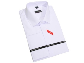 KOSZULA BIAŁA GŁADKA NA SPINKI 46 182-188 SLIM FIT