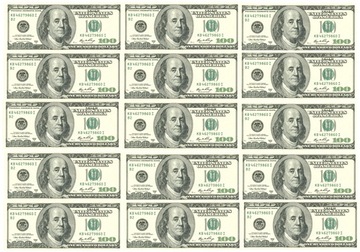 OPŁATEK na tort DOLARY banknoty banknot 100 dolarów RÓŻNE ROZMIARY