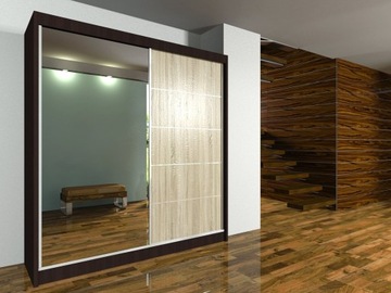 SZAFA PRZESUWNA 200 sonoma czarna biala wenge M200