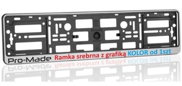 RAMKA SREBRNA DO TABLICY REJ. Z GRAFIKĄ KOLOR