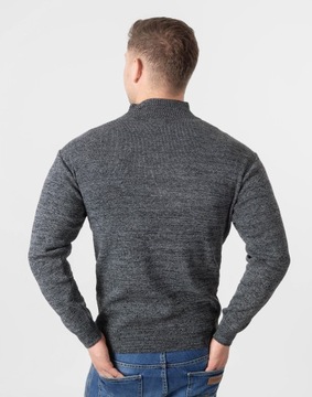 Elegancki Sweter Męski Gładki z Rozsuwaną Stójką Półgolf Golf 2401 -01 XXL