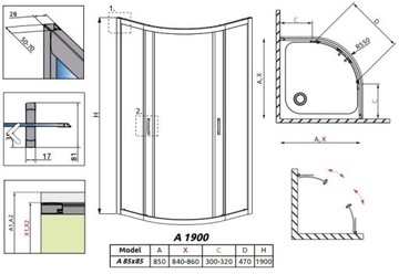 Душевая кабина Radaway Premium A 1900 85 x 85 см 30420-01-01N