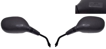 LUSTERKA MOTOCYKLOWE SKUTERY czarne gwint 8 mm prawoskrętne kpl. homo. E11