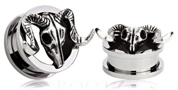 tunel plug stalowy czaszka skull Baphomet 14mm