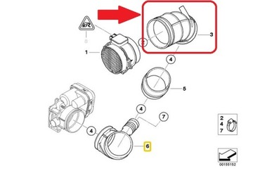 РЕЗИНОВАЯ ТРУБА РАСХОДОМЕР BMW E39 E46 13541435627