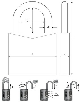 ABUS KŁÓDKA 724/40 SZYFROWA ZMIENNY KOD GYM SZAFKA RED/CZERWONA