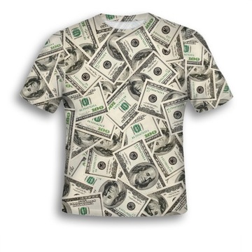 KOSZULKA FULLPRINT T-shirt DOLARY S NADRUK 3D PL