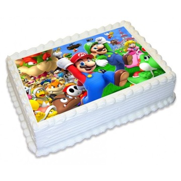 BARDZO GRUBY OPŁATEK NA TORT SUPER MARIO DUŻY A4