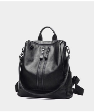 Čierny batoh taška 2v1 do školy dievčenská koža