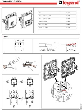 NILOE Legrand Телефонная розетка RJ11 RJ45 UTP 764570