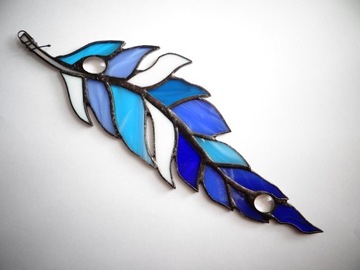 Витражный кулон Feather Leaf Перо с каплей