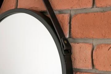 LUSTRO OKRĄGŁE NA PASKU ŚR 40 CM CZARNE Z PASKIEM