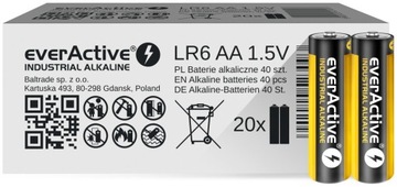 40x BATERIE everActive Industrial LR6 R6 AA 40szt.