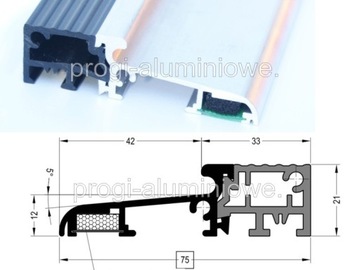 Listwa progowa Próg aluminiowy ciepły 130 cm p75