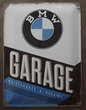 Вывеска BMW GARAGE, листовой металл, 30x40