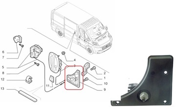 Mechanizm klamki drzwi przesuwnych Fiat Ducato 06-