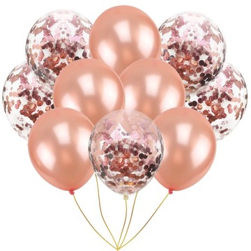 Balony rose gold metaliczne 10szt WŁOSKIE konfetti