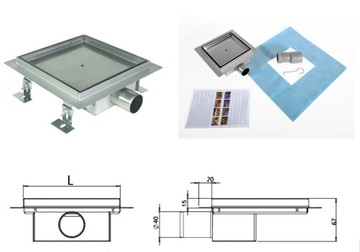 SANITLINE SQUARE Трап 20X20 ПОД НИЗКОЙ ПЛИТКОЙ