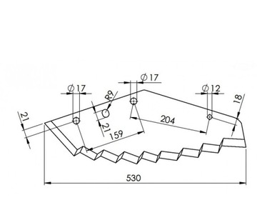 Nóż do paszowozu 530x8 mm, Kuhn- zamiennik