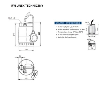 ПОГРУЖНОЙ НАСОС ДЛЯ ОБЕЗВОЖИВАНИЯ GRUNDFOS KP-150 A1