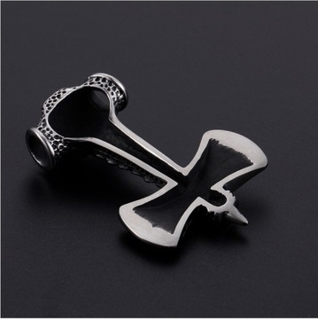 DUŻY MŁOT THORA + ŁAŃCUSZEK STAL 316L JAKOŚĆ