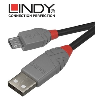 Lindy 36734 USB 2.0 A — линейный кабель Micro B Anthra — 3 м