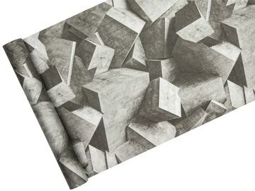 Tapeta efekt 3d ciemnoszare bryły geometria