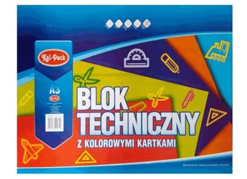 BLOK TECHNICZNY A-3 z KOLOROWYMI kartkami