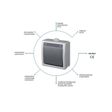 ГЕРМЕТИЧНЫЙ НАКЛАДНОЙ ЛЕСТНИЧНЫЙ ВЫКЛЮЧАТЕЛЬ IP55