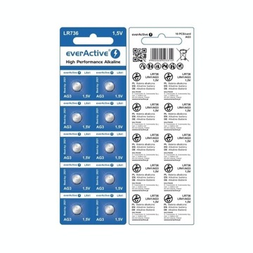 AG13 G13 L1154 LR44 A76 аккумулятор EverActive (10 шт. в блистере)