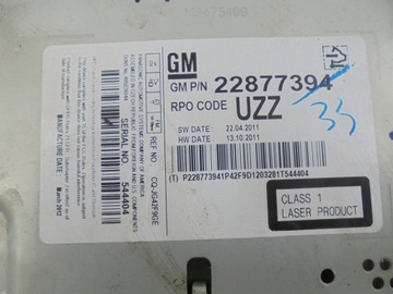 РАДИО CD 22877394 ПАНЕЛЬ ДИСПЛЕЯ OPEL ASTRA IV