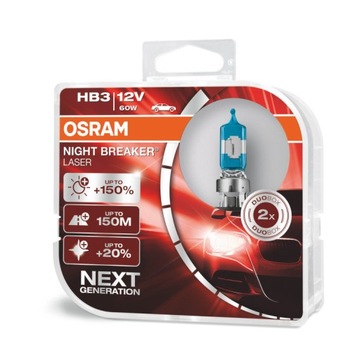 ŻARÓWKI OSRAM HB3+150% LASER 12V 60W NIGHT BREAKER