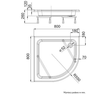 Душевой поддон Schedpol ZEFIR 80x80x26 R55 см 3,215