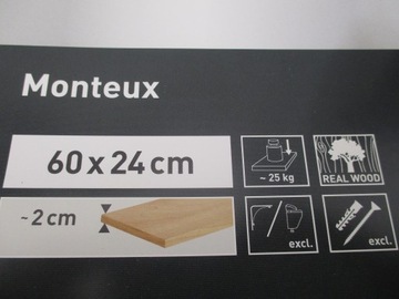 Półka ścienna regał 60x24x2cm dąb Monteux