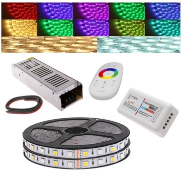 ZESTAW 10m Taśma LED RGBW RGB + BIAŁY Ciepły Zimny