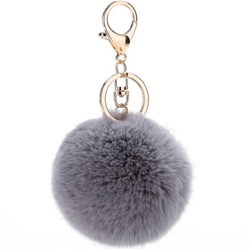 POMPON BRELOK NATURALNE FUTERKO KEYCHAIN ZAWIESZKA