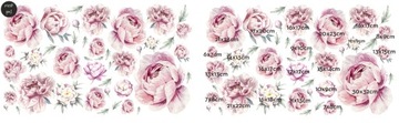 PIWONIE kwiaty PEONIE PASTELOWE Naklejki na ścianę dekoracyjne 60x100 cm