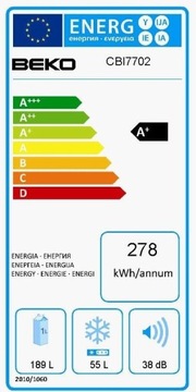 Beko CBI7702 встраиваемый холодильник 177,6см А+