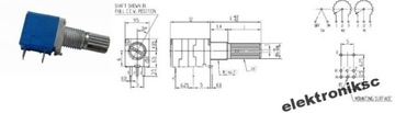 Поворотный потенциометр 9x11 1 кОм, выключатель выключателя