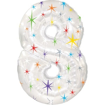 Balon Foliowe Cyferki Foliowy Cyfra 8 Biała 100cm