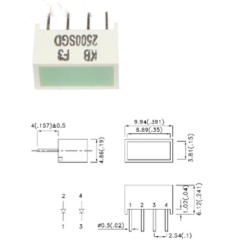 [5szt.] Wyświetlacz pasek LED BAR zielony 8.89x3.81mm