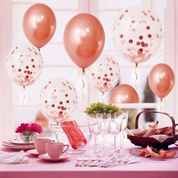 Воздушные шары с конфетти РОЗОВОЕ ЗОЛОТО 28см -- 30 шт.