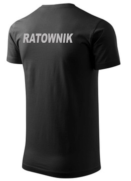 MEDYCZNY T-SHIRT CZARNY Z NADRUKIEM RATOWNIK - S