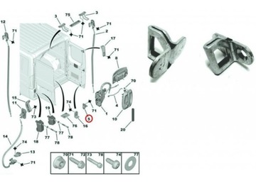 PEUGEOT BOXER 06- ÚCHYT ZÁVORA ZÁMKU DVEŘE STŘED