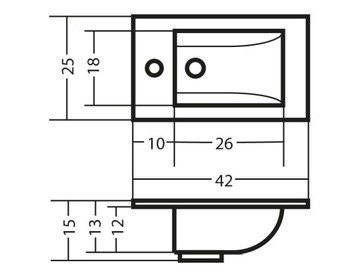 БЕЛАЯ раковина 42 x 25 x 1,5 см Polish Product